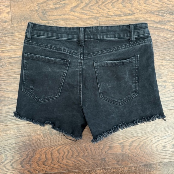 Wax Jean Black Cut Off Denim Mid Rise Casual Shorts Stretch Womens Size Medium - Picture 2 of 5